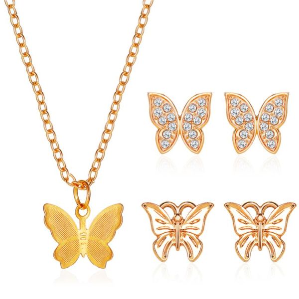 earrings & necklace hollow golden butterfly bling clear starry crystal alloy stud earring pendant jewelry sets for women, Silver
earrings & necklace hollow golden butterfly bling clear starry crystal alloy stud earring pendant jewelry sets for women, Silver