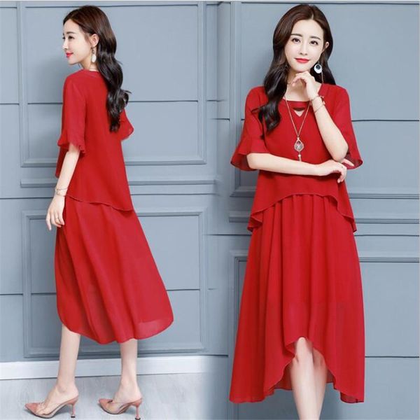 casual dresses plus size 2021 chiffon summer dress women fake two piece short sleeve elegant party fashion for e294, Black;gray
casual dresses plus size 2021 chiffon summer dress women fake two piece short sleeve elegant party fashion for e294, Black;gray