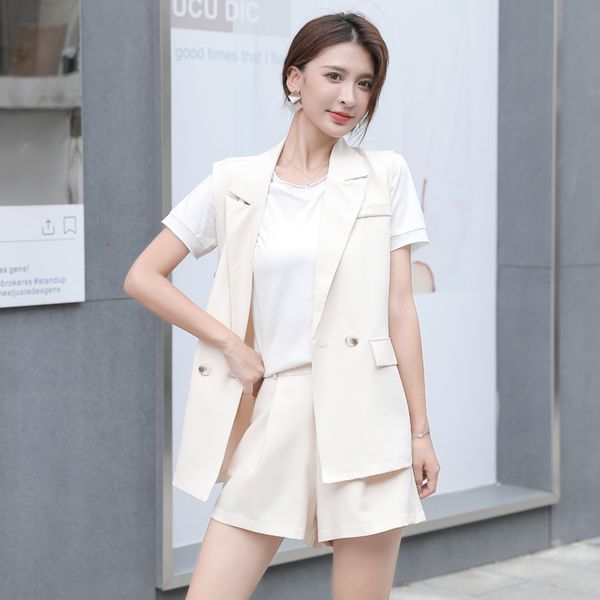 summer breathable suit sets women short sleeve blazer double breated jackets high waist shorts leisure two pieces set 210515, White
summer breathable suit sets women short sleeve blazer double breated jackets high waist shorts leisure two pieces set 210515, White