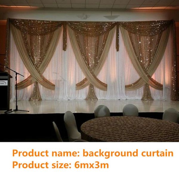 party decoration 3m*6m luxury wedding backdrop with shiny gold swag drape and curtain
party decoration 3m*6m luxury wedding backdrop with shiny gold swag drape and curtain