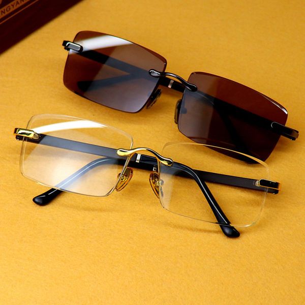 yangmu crystal stone men's frameless cut edge donghai plain glasses square brown business sunglasses
yangmu crystal stone men's frameless cut edge donghai plain glasses square brown business sunglasses