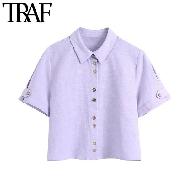 women fashion with buttons cropped linen blouses vintage lapel collar short sleeve female shirts blusas chic 210507, White
women fashion with buttons cropped linen blouses vintage lapel collar short sleeve female shirts blusas chic 210507, White