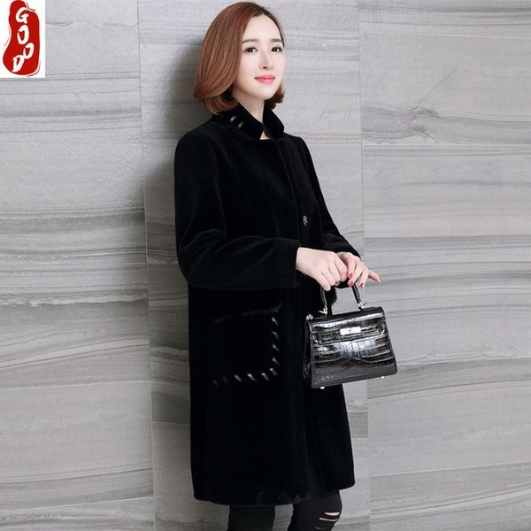 women's fur & faux winter jacket women real sheep shearing coats female natural wool overcoat mink pockets spring clothes lpl1381, Black
women's fur & faux winter jacket women real sheep shearing coats female natural wool overcoat mink pockets spring clothes lpl1381, Black