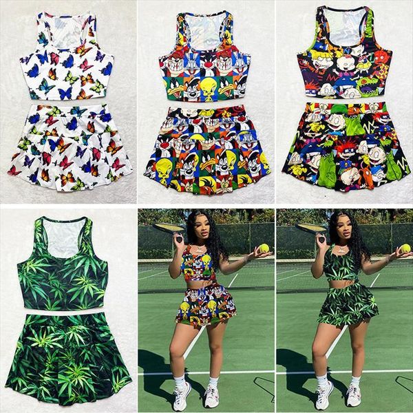 tennis skirt two piece set women tracksuits cartoon printing sports vest pleated skirts womens summer clothes dress sets, Gray
tennis skirt two piece set women tracksuits cartoon printing sports vest pleated skirts womens summer clothes dress sets, Gray