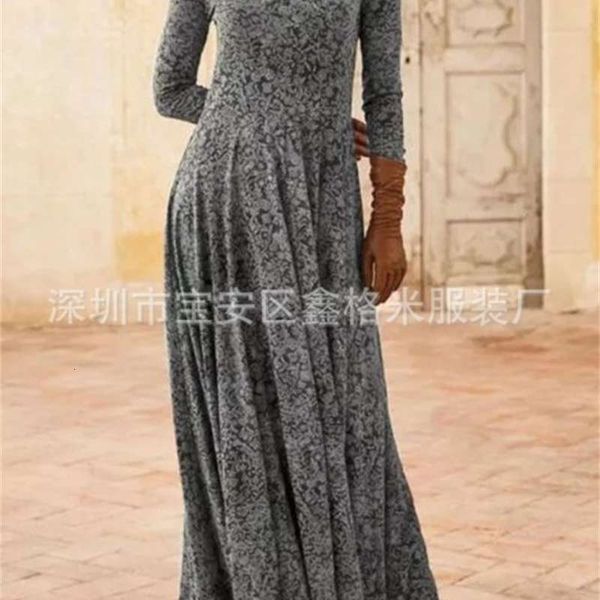 dresses 2021 spring casual women's round neck sleeve long skirt wind waist large swing print dress, Black;gray
dresses 2021 spring casual women's round neck sleeve long skirt wind waist large swing print dress, Black;gray