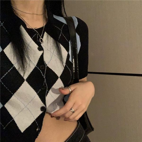 women's t-shirt retro geometry knitted summer 2021 u-neck sweater short sleeve casual slim y2k crop, White
women's t-shirt retro geometry knitted summer 2021 u-neck sweater short sleeve casual slim y2k crop, White
