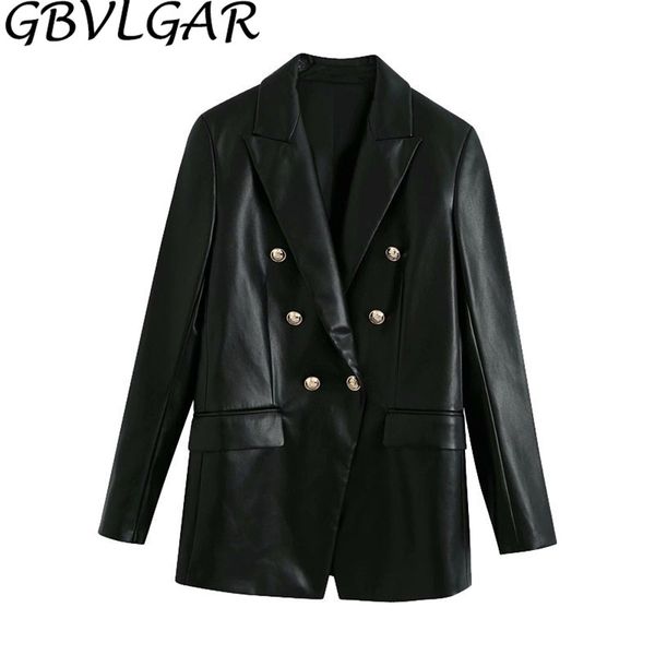 women fashion notched double breasted pu leather blazers coat casual straight long sleeve back vents female outerwear chic 211122, White;black
women fashion notched double breasted pu leather blazers coat casual straight long sleeve back vents female outerwear chic 211122, White;black