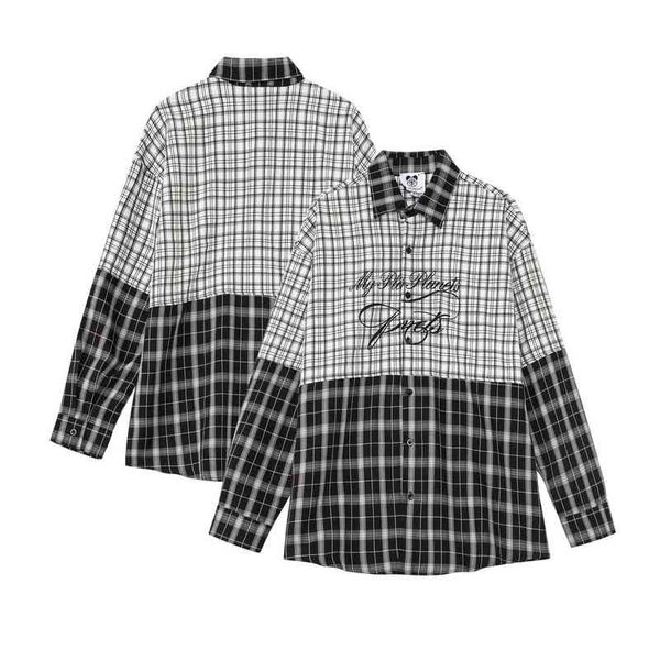 men's street fashion couple youth plaid stitching english printed long sleeve lapel shirt autumn, White;black
men's street fashion couple youth plaid stitching english printed long sleeve lapel shirt autumn, White;black