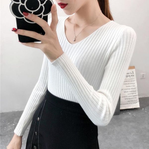 women's sweaters sweater v-neck women fashion autumn cashmere wool knit solid slim pullovers coat female blouse, White;black
women's sweaters sweater v-neck women fashion autumn cashmere wool knit solid slim pullovers coat female blouse, White;black