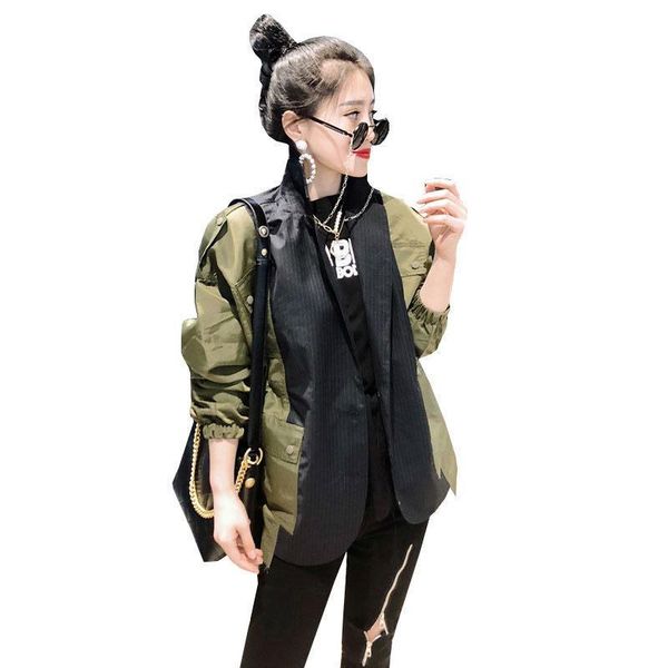women's jackets plus size korean harajuku spliced chaquetas mujer hit color suit jacket spring lapel loose bat sleeve casual coat f704, Black;brown
women's jackets plus size korean harajuku spliced chaquetas mujer hit color suit jacket spring lapel loose bat sleeve casual coat f704, Black;brown