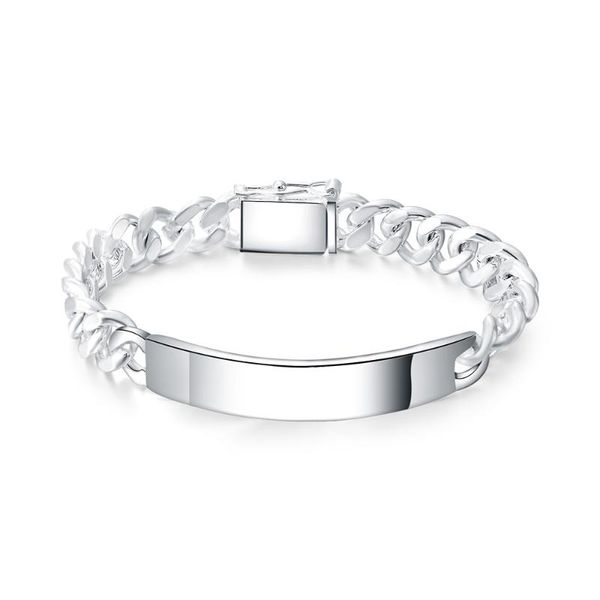 link, chain 925 sterling silver 20cm length smooth sideways bracelet for men woman charm wedding engagement party fashion jewelry, Black
link, chain 925 sterling silver 20cm length smooth sideways bracelet for men woman charm wedding engagement party fashion jewelry, Black