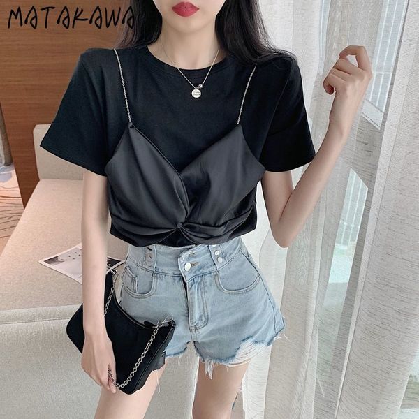 matakawa fake two-piece short-sleeved with sling women's summer plus size woman tshirts black loose round neck t-shirt 210513, White
matakawa fake two-piece short-sleeved with sling women's summer plus size woman tshirts black loose round neck t-shirt 210513, White