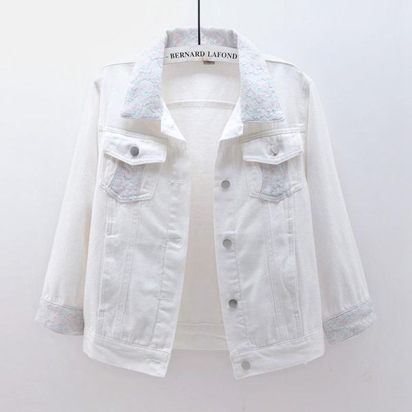 women's jackets white denim jacket women short 2021 spring autumn wild lace single-breasted outwear loose 3/4 sleeve vintage jeans h395, Black;brown
women's jackets white denim jacket women short 2021 spring autumn wild lace single-breasted outwear loose 3/4 sleeve vintage jeans h395, Black;brown