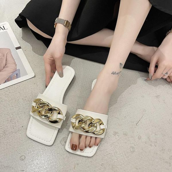 slippers outer female 2021 summer style korean fashion comfortable sandals flat bottom square head metal buckle flip flops, Black
slippers outer female 2021 summer style korean fashion comfortable sandals flat bottom square head metal buckle flip flops, Black
