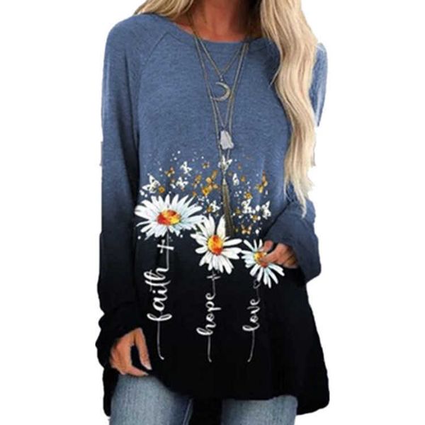 autumn print women's large casual round neck long sleeve tapered t-shirt, White 
autumn print women's large casual round neck long sleeve tapered t-shirt, White