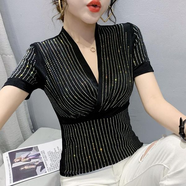fashion temperament v-neck women t-shirts drilling female short sleeve slim-fit high waist wrap t shirt ladies tees women's t-shirt, White
fashion temperament v-neck women t-shirts drilling female short sleeve slim-fit high waist wrap t shirt ladies tees women's t-shirt, White