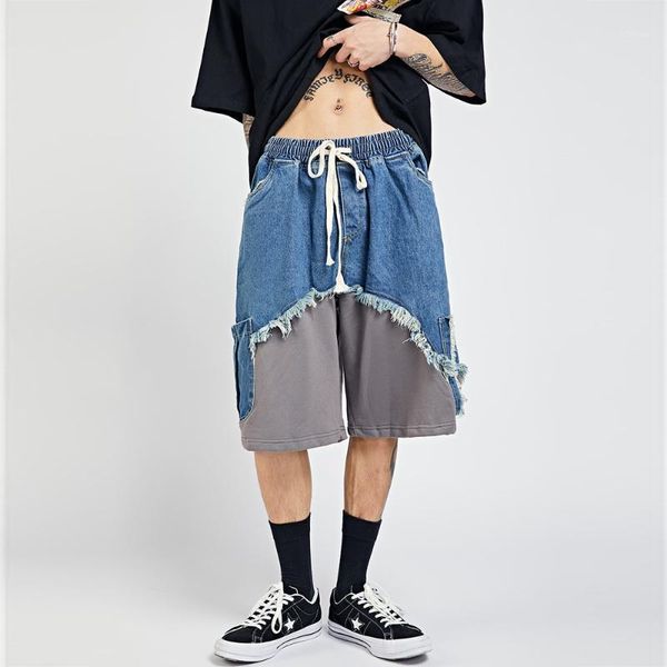 men's shorts jeans streetwear hip hop vintage denim splice loose casual oversize male straight short pants man, White;black
men's shorts jeans streetwear hip hop vintage denim splice loose casual oversize male straight short pants man, White;black