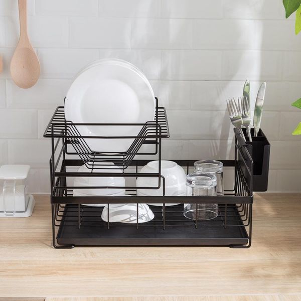 household wrought iron dish rack with drain tray to dry dishes, chopsticks, spoons, kitchen supplies storag storage & organization
household wrought iron dish rack with drain tray to dry dishes, chopsticks, spoons, kitchen supplies storag storage & organization