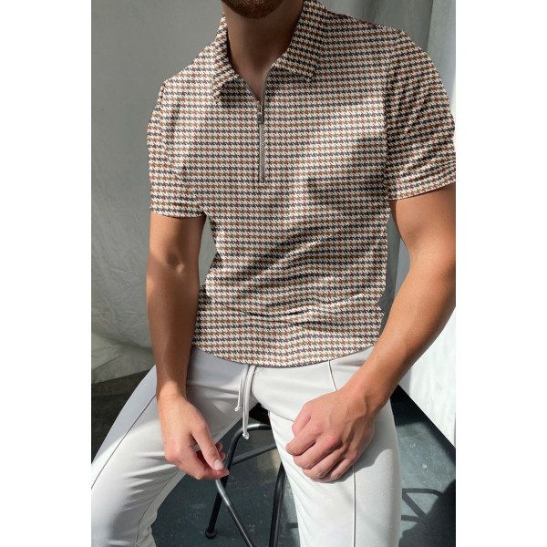 cultured pattern men's zipper polo shirt comfortable breathable fashionable cool daily travel work party, White;black
cultured pattern men's zipper polo shirt comfortable breathable fashionable cool daily travel work party, White;black