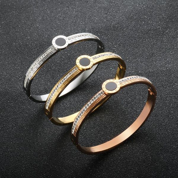 fashion black shell roman digital bracelet titanium steel white mud drill crystal bangle for women men couple wedding jewelry
fashion black shell roman digital bracelet titanium steel white mud drill crystal bangle for women men couple wedding jewelry
