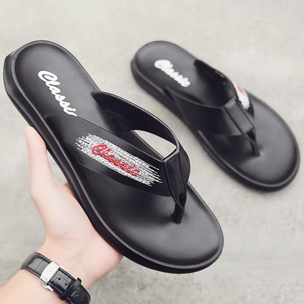 slippers summer mid-sole massage leather men's flip flop outdoor non-skid beach sandals comfortable slipper big size 38-46, Black
slippers summer mid-sole massage leather men's flip flop outdoor non-skid beach sandals comfortable slipper big size 38-46, Black