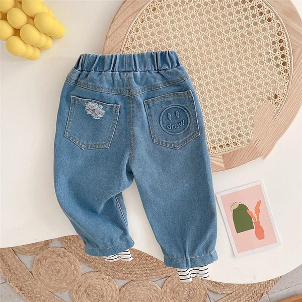 jeans sprin autumn ripped smile fashion children patchwork all-match loose denim pants, Blue
jeans sprin autumn ripped smile fashion children patchwork all-match loose denim pants, Blue