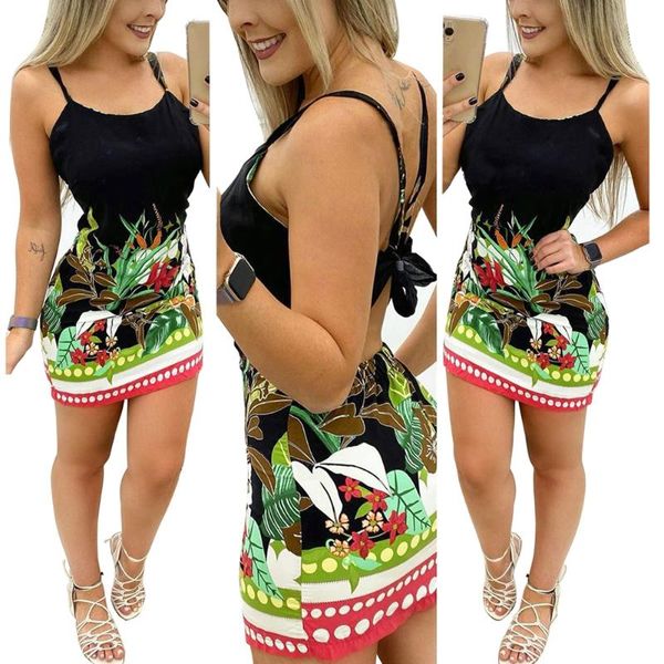women knotted hollow out sling bag hip dress fashion print sleeveless backless casual dresses, Black;gray
women knotted hollow out sling bag hip dress fashion print sleeveless backless casual dresses, Black;gray