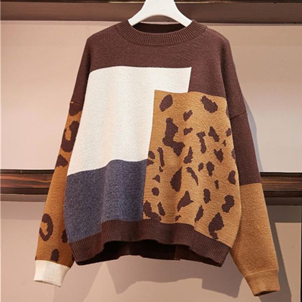 women's sweaters 2021 european and american leopard fashion casual ladies long-sleeved wild university style plus size sweater pullover, White;black
women's sweaters 2021 european and american leopard fashion casual ladies long-sleeved wild university style plus size sweater pullover, White;black