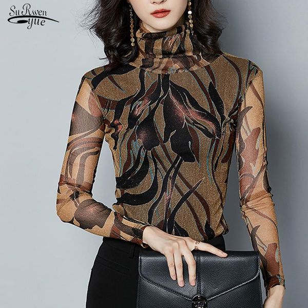 women's blouses & shirts blusas mujer 2021 spring women clothes bright silk casual long sleeve turtleneck printed blouse wo, White
women's blouses & shirts blusas mujer 2021 spring women clothes bright silk casual long sleeve turtleneck printed blouse wo, White