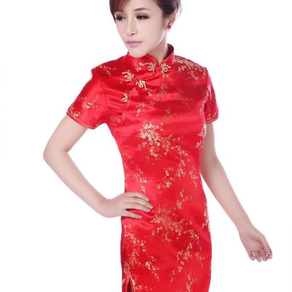 ethnic clothing black traditional chinese dress women's satin qipao mini cheongsam flower, Red
ethnic clothing black traditional chinese dress women's satin qipao mini cheongsam flower, Red