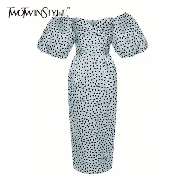 twotwinstyle print dot slim dress for women slash neck puff sleeve high waist split dresses female fashion new clothing 210428, Black;gray
twotwinstyle print dot slim dress for women slash neck puff sleeve high waist split dresses female fashion new clothing 210428, Black;gray