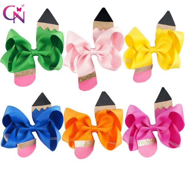hair accessories 6pcs/lot 4.5" pencil back to school bow with clip for girls boutique hairpin preschool graduation, Slivery;white
hair accessories 6pcs/lot 4.5" pencil back to school bow with clip for girls boutique hairpin preschool graduation, Slivery;white