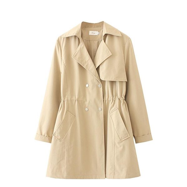 women's trench coats autumn coat women plus size mid-length double breasted adjustable loose long sleeve windbreaker casual outerwear, Tan;black
women's trench coats autumn coat women plus size mid-length double breasted adjustable loose long sleeve windbreaker casual outerwear, Tan;black