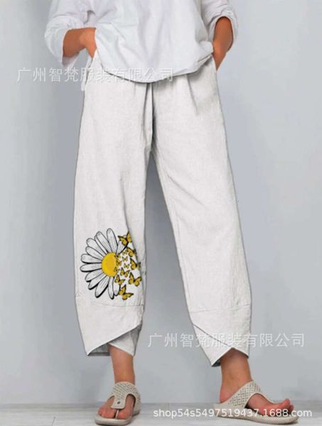 fashionable summer mid waist loose print elastic waist urban casual capris for women, Black;white
fashionable summer mid waist loose print elastic waist urban casual capris for women, Black;white