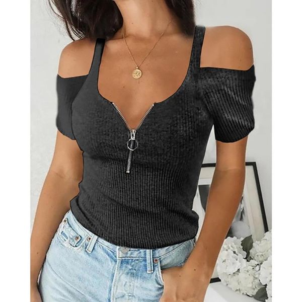 women's t-shirt 2021 good quality factory price fashion selling casual solid color threaded zipper decoration strap, White
women's t-shirt 2021 good quality factory price fashion selling casual solid color threaded zipper decoration strap, White