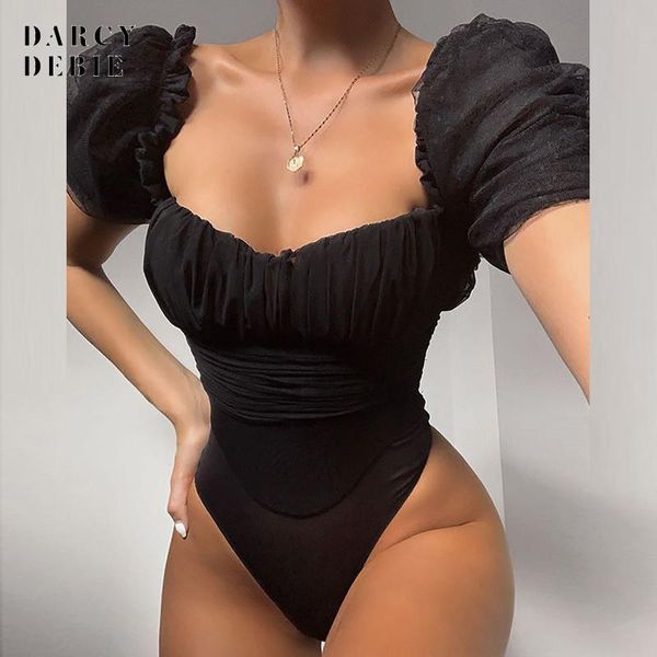 women black sheer mesh bodysuit backless puff sleeve ruffles bodycon rompers elegant party overalls women's jumpsuits &, Black;white
women black sheer mesh bodysuit backless puff sleeve ruffles bodycon rompers elegant party overalls women's jumpsuits &, Black;white