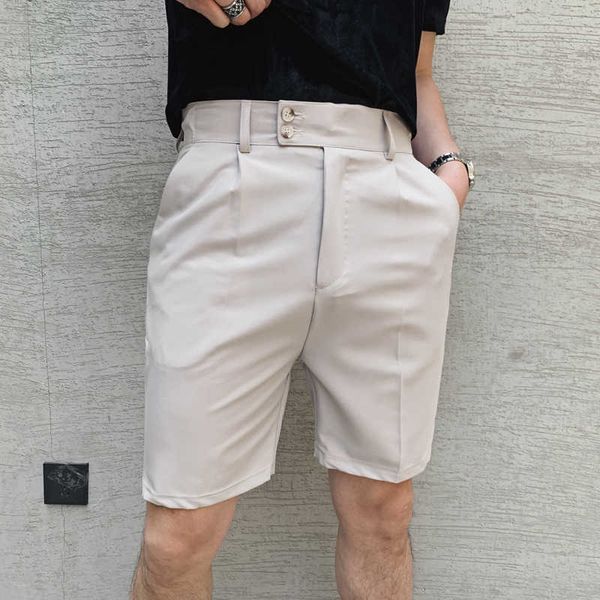 british summer men's shorts pants solid color business dress pants casual slim suits shorts five-point streetwear clothes 210527, White;black
british summer men's shorts pants solid color business dress pants casual slim suits shorts five-point streetwear clothes 210527, White;black
