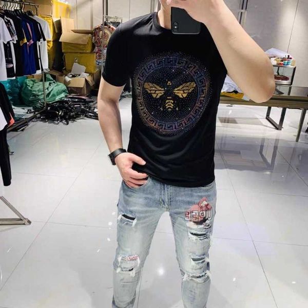 w05632021 new drill short sleeve t-shirt men's fashion brand bee half sleeve slim youth t-shirt, White;black
w05632021 new drill short sleeve t-shirt men's fashion brand bee half sleeve slim youth t-shirt, White;black