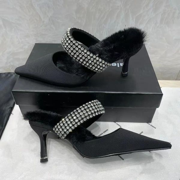 sandals high-quality autumn and winter women's shoes black satin with rhinestone fluff fine heel comfortable high heels 35-40 size
sandals high-quality autumn and winter women's shoes black satin with rhinestone fluff fine heel comfortable high heels 35-40 size