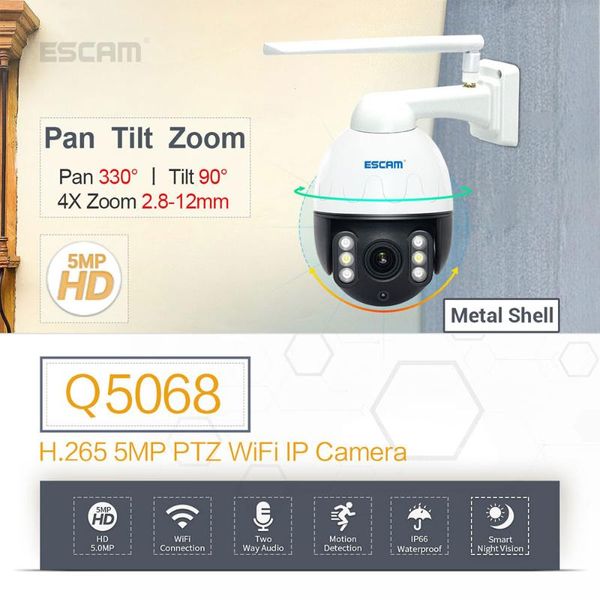 unique escam q5068 h.265 5mp pan/tilt/4x zoom wifi waterproof with metal shell ip camera support onvif two way talk night vision cameras
unique escam q5068 h.265 5mp pan/tilt/4x zoom wifi waterproof with metal shell ip camera support onvif two way talk night vision cameras