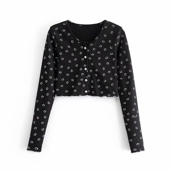 women's blouses & shirts 2021 women shirt smile print button long sleeves o-neck short female fashion casual clothes, White
women's blouses & shirts 2021 women shirt smile print button long sleeves o-neck short female fashion casual clothes, White