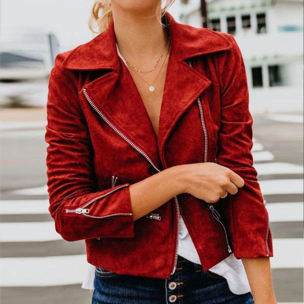 women's jackets autumn winter faux sued motorcycle lapel zippers short long sleeve slim coats women fashion solid color jacket, Black;brown
women's jackets autumn winter faux sued motorcycle lapel zippers short long sleeve slim coats women fashion solid color jacket, Black;brown
