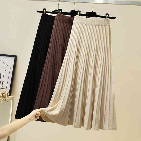 high waist casual pleated midi skirts women autumn winter wool knitted knitting cotton thick office lady 210420, Black
high waist casual pleated midi skirts women autumn winter wool knitted knitting cotton thick office lady 210420, Black