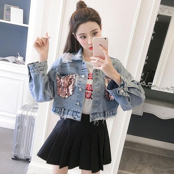 women's jackets 2021 spring and autumn pocket sequins ripped jacket retro all-match frayed denim short female tide bomber, Black;brown
women's jackets 2021 spring and autumn pocket sequins ripped jacket retro all-match frayed denim short female tide bomber, Black;brown