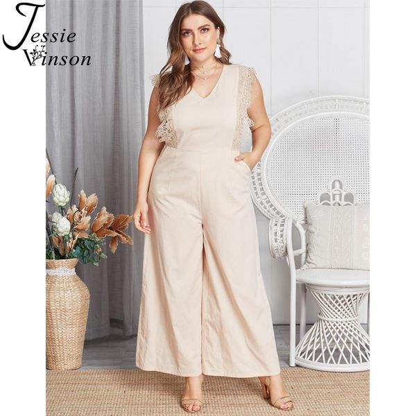 women's jumpsuits & rompers jessie vinson sleeveless lace splicing plus size wide leg long pants jumpsuit women summer elegant womens o, Black;white
women's jumpsuits & rompers jessie vinson sleeveless lace splicing plus size wide leg long pants jumpsuit women summer elegant womens o, Black;white