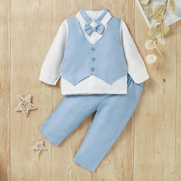 clothing sets baby boys two-piece clothes set, blue long sleeve shirt and elastic waist solid color trousers formal/ cute/ fashionable, White
clothing sets baby boys two-piece clothes set, blue long sleeve shirt and elastic waist solid color trousers formal/ cute/ fashionable, White