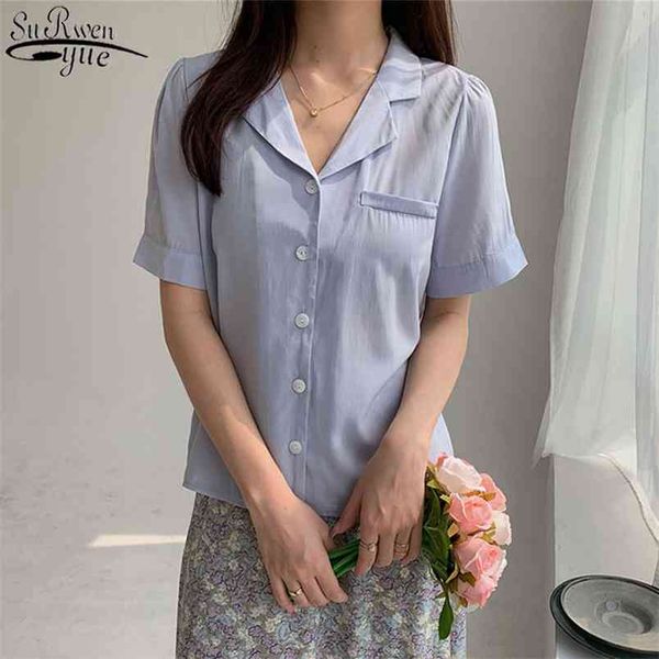 blusas summer casual short sleeve shirt women chiffon blouse solid korean style office lady chic clothing 10007 210421, White
blusas summer casual short sleeve shirt women chiffon blouse solid korean style office lady chic clothing 10007 210421, White
