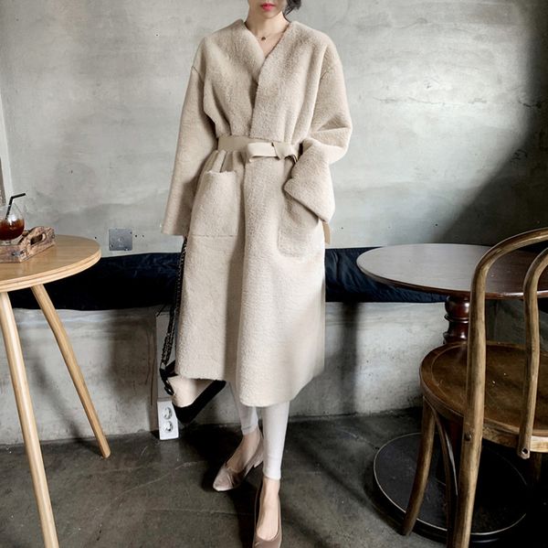 leather winter korean women faux suede leather v-neck loose plus size belt pockets casual long shearling coats a317, Black
leather winter korean women faux suede leather v-neck loose plus size belt pockets casual long shearling coats a317, Black