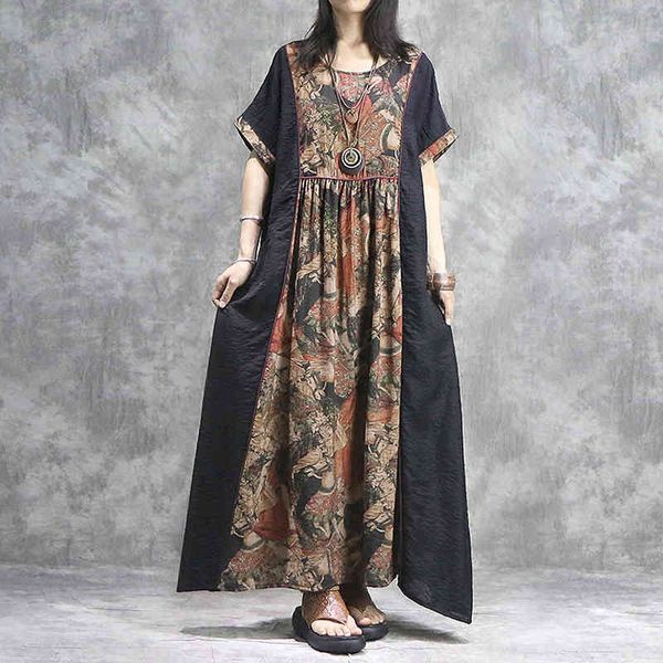 johnature women summer dresses short sleeve robes patchwork color print floral high waist women maxi dress 210521, Black;gray
johnature women summer dresses short sleeve robes patchwork color print floral high waist women maxi dress 210521, Black;gray