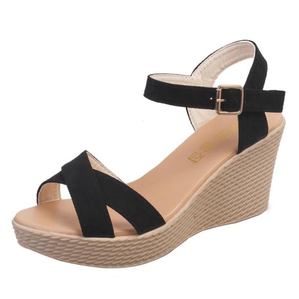 nice summer women buckle strap sandals peep-toe shoes woman high-heeled platfroms casual wedges for high heels, Black
nice summer women buckle strap sandals peep-toe shoes woman high-heeled platfroms casual wedges for high heels, Black